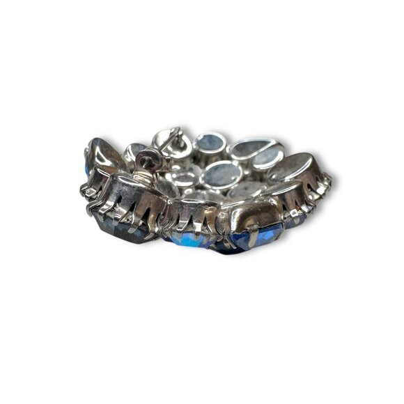 Karu Arke Signed Blue Crystal Brooch Earrings Set Selenium Glow - Picture 7 of 13